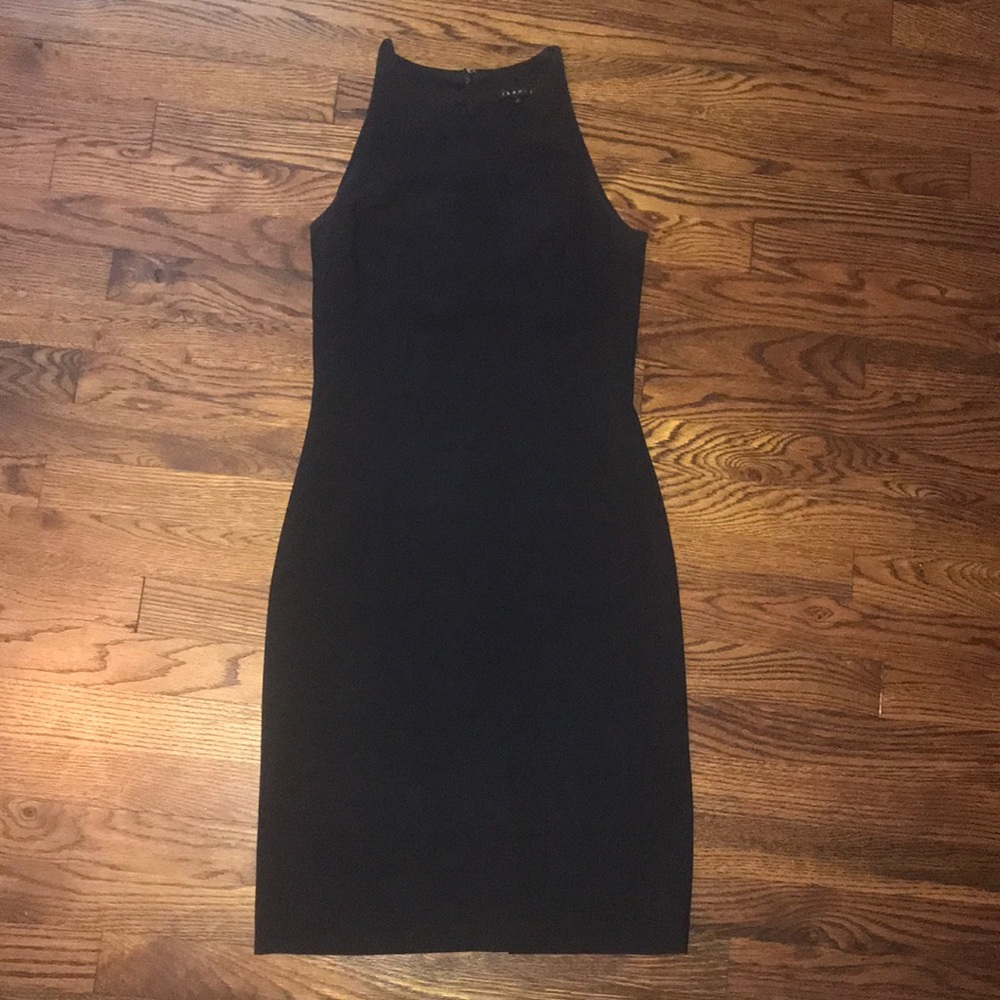 Theory black sheath dress in stretch wool- size 2